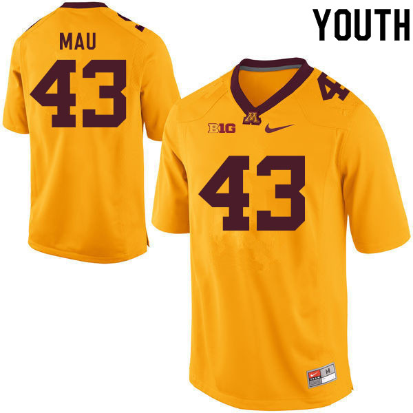 Youth #43 Eli Mau Minnesota Golden Gophers College Football Jerseys Sale-Gold - Click Image to Close